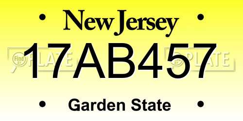 17AB457 New Jersey License Plate