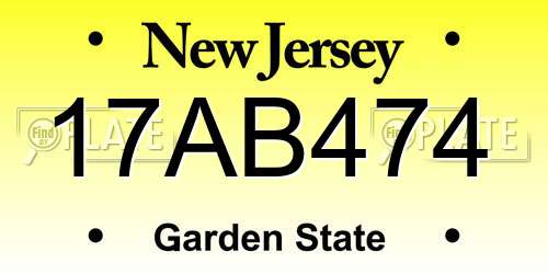 17AB474 New Jersey License Plate