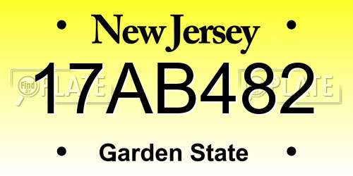 17AB482 New Jersey License Plate