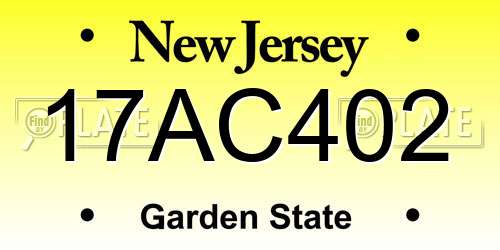 17AC402 New Jersey License Plate