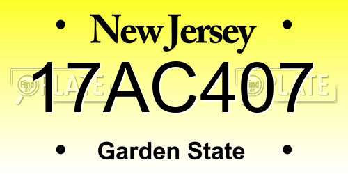 17AC407 New Jersey License Plate