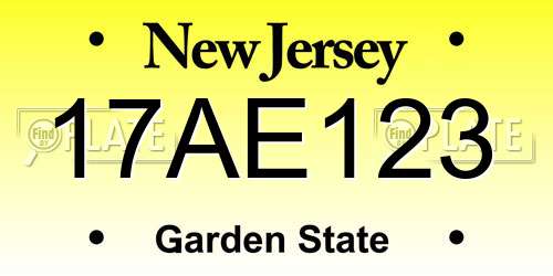 17AE123 New Jersey License Plate