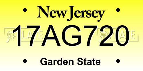17AG720 New Jersey License Plate
