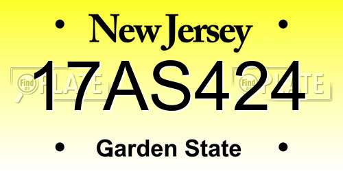 17AS424 New Jersey License Plate