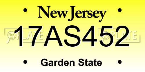 17AS452 New Jersey License Plate
