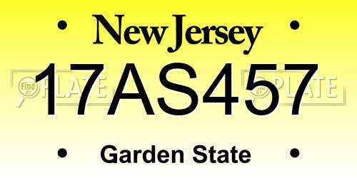 17AS457 New Jersey License Plate