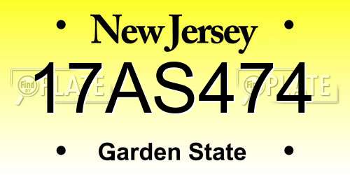 17AS474 New Jersey License Plate