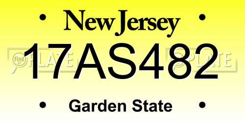 17AS482 New Jersey License Plate