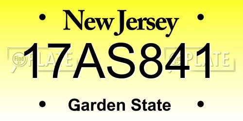 17AS841 New Jersey License Plate
