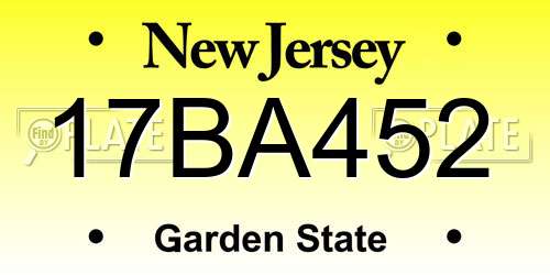 17BA452 New Jersey License Plate