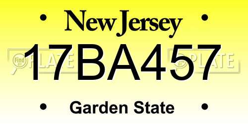 17BA457 New Jersey License Plate