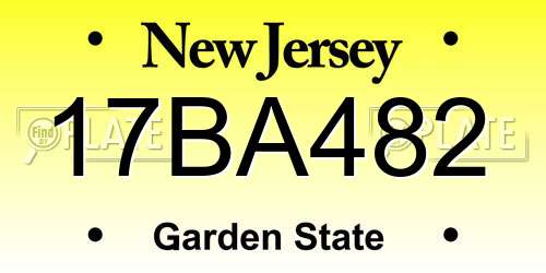 17BA482 New Jersey License Plate