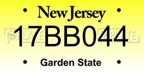 17BB044 New Jersey License Plate