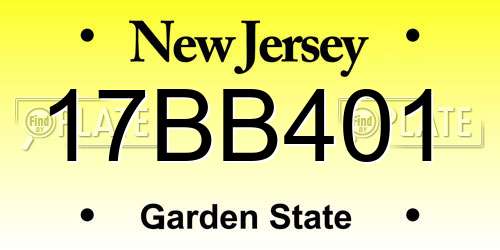 17BB401 New Jersey License Plate