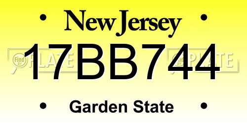 17BB744 New Jersey License Plate