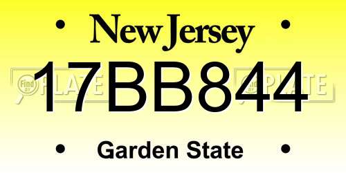 17BB844 New Jersey License Plate