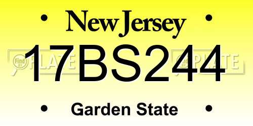 17BS244 New Jersey License Plate