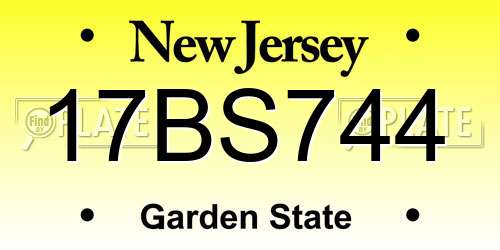 17BS744 New Jersey License Plate