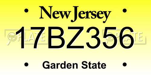 17BZ356 New Jersey License Plate