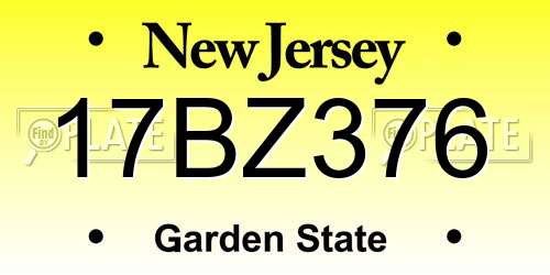 17BZ376 New Jersey License Plate
