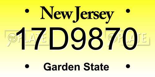 17D9870 New Jersey License Plate
