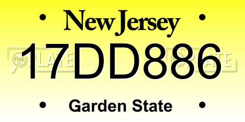 17DD886 New Jersey License Plate