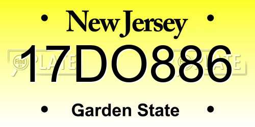 17DO886 New Jersey License Plate