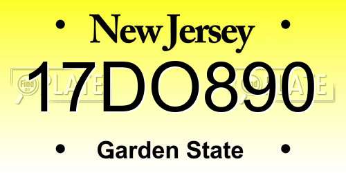 17DO890 New Jersey License Plate