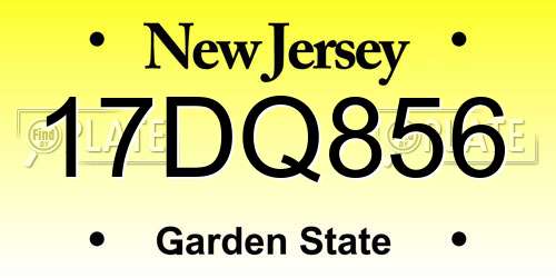 17DQ856 New Jersey License Plate