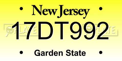 17DT992 New Jersey License Plate