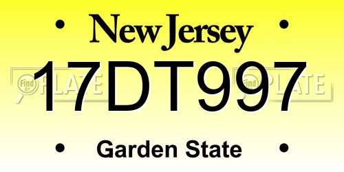 17DT997 New Jersey License Plate