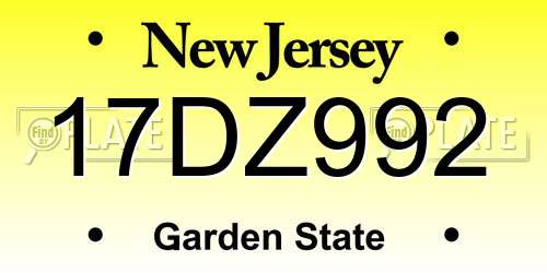 17DZ992 New Jersey License Plate