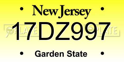 17DZ997 New Jersey License Plate