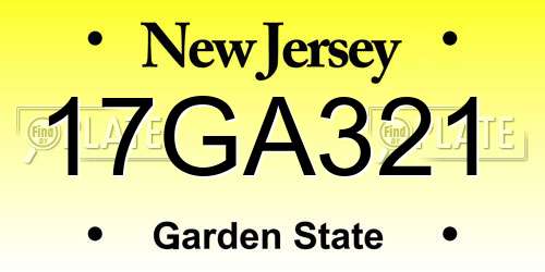 17GA321 New Jersey License Plate