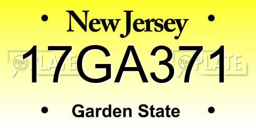 17GA371 New Jersey License Plate