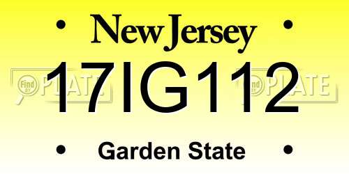17IG112 New Jersey License Plate