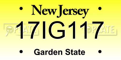 17IG117 New Jersey License Plate