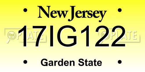 17IG122 New Jersey License Plate