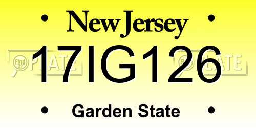 17IG126 New Jersey License Plate