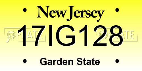 17IG128 New Jersey License Plate