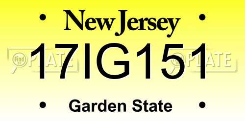 17IG151 New Jersey License Plate