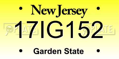 17IG152 New Jersey License Plate