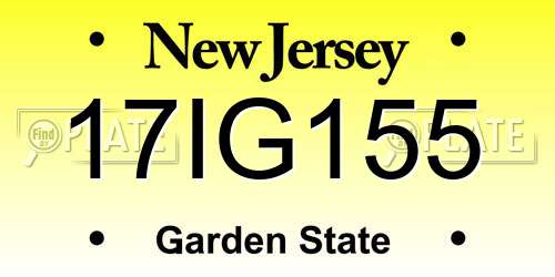 17IG155 New Jersey License Plate