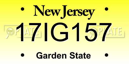 17IG157 New Jersey License Plate