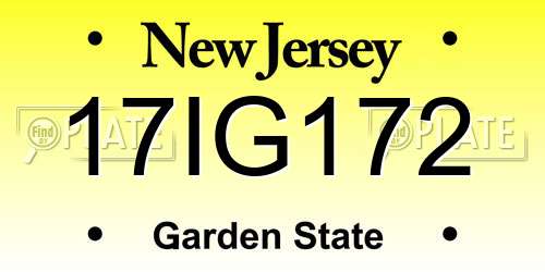 17IG172 New Jersey License Plate