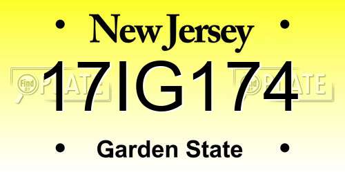 17IG174 New Jersey License Plate