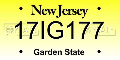 17IG177 New Jersey License Plate