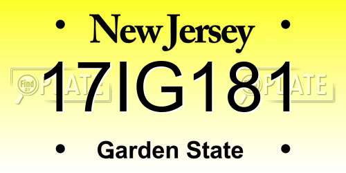 17IG181 New Jersey License Plate