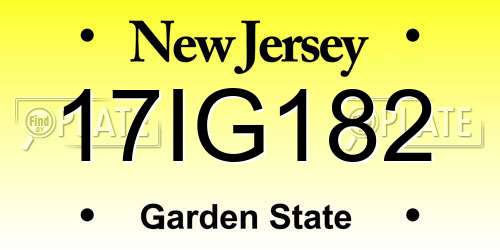 17IG182 New Jersey License Plate