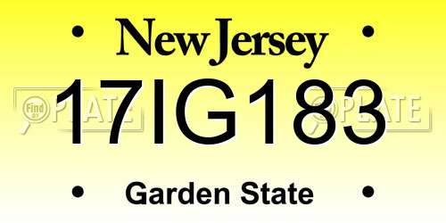17IG183 New Jersey License Plate